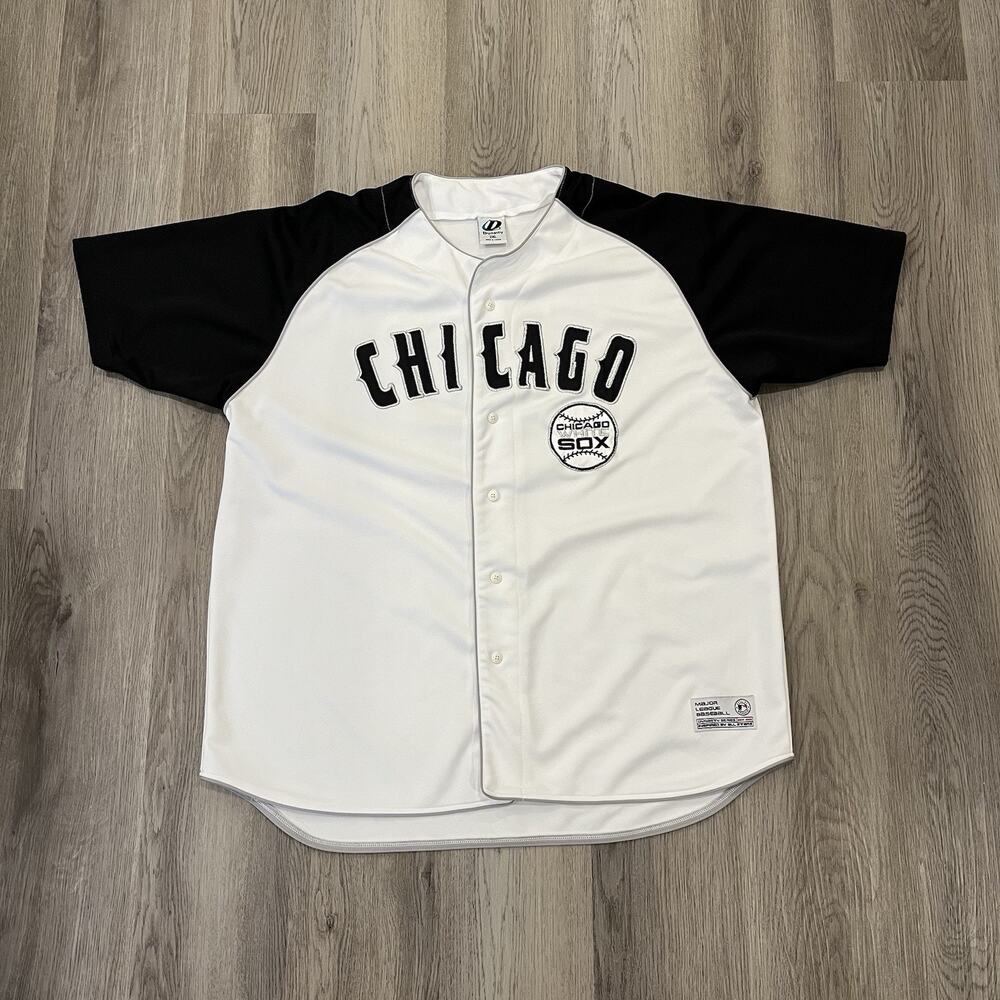 Chicago White Sox Jersey Mens 2XL Black White MLB Baseball Dynasty Button Front
